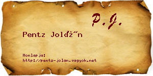 Pentz Jolán névjegykártya